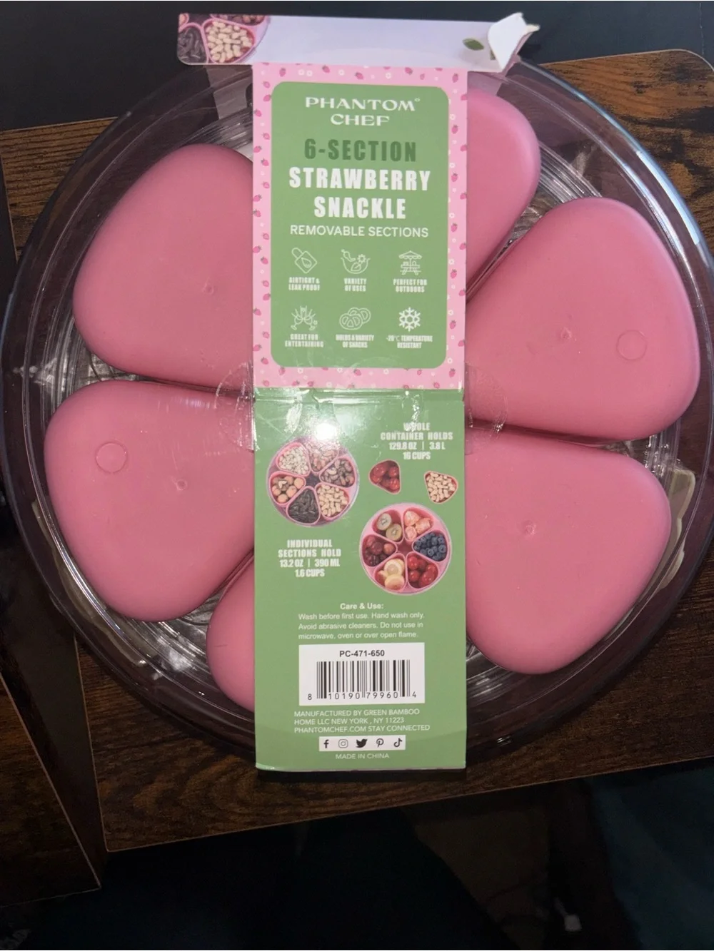 🍓🩷Phantom Chef 6-Section Strawberry Snackle - Pink NWT 🩷🍓